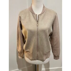 Sioni Zip Front Sparkle Bomber Jacket Women's Metallic Beige Medium